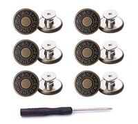 12 Pcs Button for Sewing Metal Jeans,ICEYLI 17 mm No-Sew Nailess Removable Metal Jeans Buttons Replacement Repair Combo Thread Rivets and Screwdrivers