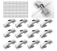 12 Pcs Cabinet Hinges Kitchen Cupboard Hinge, Bedroom Wardrobe Door Hinges, Full Overlay Mute Hydraulic Soft Close for Home Renovation & Furniture Repair