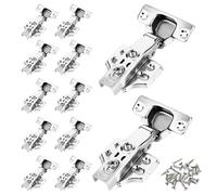 12 Pcs Cabinet Hinges with 48 Screws, Full Overlay Concealed Kitchen Cupboard Hinges, 45°-110° Stop Soft Close Hinges for Kitchen Cupboards Folding Doors Bathroom Bedroom Dining Room