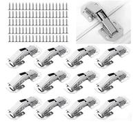 12 pcs Cabinet Hinges with Hinge Screws, Soft Close Hinges for Kitchen Cupboard Doors, 90 Degree Hinge for Home Renovation & Furniture Repair