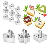12 Pcs Cake Ring Mould, 3 Shapes Mini Dessert Cake Foam Mold, Non-Stick Stainless Steel Mold, 8cm Diameter for DIY Chocolate in Home Kitchen Cooking Mousse Cheese Rings Tart Ring Mold Baking Tool