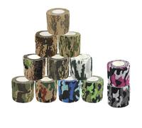12 Pcs Camo Bandage Self-Adhesive Camouflage Tapes Breathable Stealth Tape for Camping Hunting Gear Rifle Camera Lens Shotgun Telescope Sports Wraps (5.0cm*4.5m)