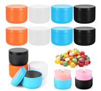 12 Pcs Candle Jars Tin Cans, Small Tea Tins Canisters with Lids, Metal Travel Jars Containers for Storage Lotion Cream Candles Loose Leaf Herbs Coffee Sugar Tea Containers(4 Sizes)