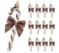 12 Pcs Candy Cane Christmas Decorations,5.5inch Glitter Candy Cane Bows for Xmas Tree Hanging Ornament Holiday Festival Party Home Decoration (Coffee)