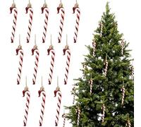 12 Pcs Candy Cane Christmas Decorations, Red Christmas Tree Decorations, Red and White Twisted Plastic Candy Cane Xmas Tree Hanging Ornament, New Years Holiday Party Decor Party Gift