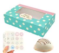 12 Pcs Candy Sweet Boxes with Window 8.5”*5.5”*2” Cookie Cupcake Window Boxes with Stickers Paper Treat Packing Box for Bakery Pastry Donuts Biscuit Chocolates Macaron Christmas Home Party (Style B)