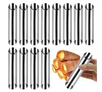 12 Pcs Cannoli Tubes, Non Stick Cannoli Moulds 5inch, Stainless Steel Cream Roll Mold for Baking Dessert Bread Danish Pastry Pancake Crisps(Silver)