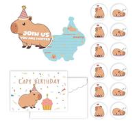 12 Pcs Capybara Party Invitations Set, Unique Animagic Pattern Birthday Party Invites with Envelopes Stickers, Capybara Gifts for Children Boys Girls Birthday Celebrations Activities Baby Shower