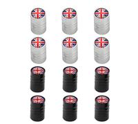 12 PCS Car Dust Caps Set, Dust Caps for Car Tyres Practical Cars Tyre Valve Cap with Fashion Patterns, Durable Tyre Cap Black and Silver Fit for Bikes Motorbikes Cars