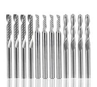 12 PCS Carbide END Mill Cutter, AFUNTA 4 PCS 1/8" CNC Router Bits Double Flute Tools + 8 PCS 1 Flute Single Edged Milling Cutter (2 Types) for Nylon, Resin, ABS, Acrylic, PVC, MDF, Hardwood
