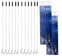 12 Pcs Carp Hooks, Fishing Hooks Barbless, Curved Carp Rigs Hook for Sizes 6# 8# 10#, Ideal for 12-20mm Bait, Using in Freshwater and Saltwater (Black and Silver)