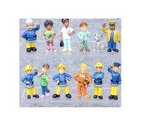 (12 PCS) Cartoon Fireman Sam Figurines 3-6cm Pvc Dolls Toy Elvis Norman Kid