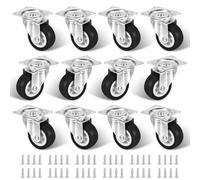 12 PCS Castor Wheels, 1.5 Inch Swivel Casters Silent Swivel Castors Load 30kg per Wheel Universal Castor Wheels Trolley Caster for Furniture Industrial
