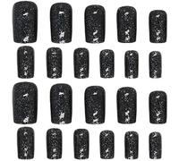 12 pcs Cat Eye Nail Strips, Semi-Cured Gel Nail Wraps, Dark Glitter Shimmering Design, 12 Sizes Included