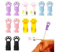 12 PCS Cat Paw Knitting Needle Stoppers,Silicone Needle Minders,Stitch Stoppers for Knitting Needles Knitted Needles Point Protectors for Small Knitted Accessories Supplies fit Size 11-17(8mm-12.75mm)