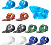 12 Pcs Celluloid Guitar Thumb Finger Picks, Flat Thumbpicks Celluloid Guitar Thumb Picks Medium Finger Picks for Acoustic Guitar Finger Pick (Color Style-2)