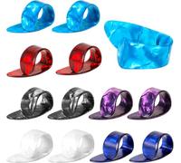 12 Pcs Celluloid Guitar Thumb Finger Picks, Flat Thumbpicks Celluloid Guitar Thumb Picks Medium Finger Picks for Acoustic Guitar Finger Pick (Color Style-1)