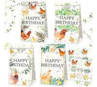 12 PCS Chicken Birthday Party Treat Bags Candy Goodie Bags for Farm Chicken Birthday Party Supplies Hen Chick Themed Baby Shower Decor