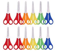 12 Pcs Children Safety Scissors Plastic Handle Paper Scissors Preschool Training Scissors with Centimeter Scale for School Office Home Craft Projects ( Random Color ), Black