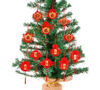 12 Pcs Chinese New Year Decorations Hanging Ornaments,Chinese New Years Decorations 2026, Red Hanging Ornament Lucky Fu Pendants Lantern Lucky Fu Pendants for New Year Home tree Car ornaments