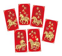 12 Pcs Chinese New Year Red Envelopes, Year of The Horse with 6 Embossed Patterns, Lunar New Year Cash Money Envelopes Decorations for Spring Festival (Horse)