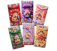 12 Pcs Chinese New Year Red Envelopes, Year of The Horse with 6 Embossed Patterns, Lunar New Year Cash Money Envelopes Decorations for Spring Festival (God of Wealth)