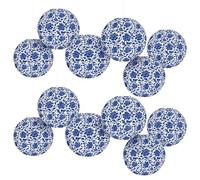 12 Pcs Chinoiserie Paper Lantern Set Blue and White Porcelain Print Round Lantern Chinese Hanging Paper Lantern for Ceiling Wedding Birthday Party Home Décor
