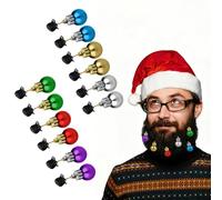 12 Pcs Christmas Beard Baubles, Sounding Jingle Bells Beard Bauble Ornaments With Clips, Classic Novelty Party Accessories for Man, Miniature Christmas Balls, Hanging Hair Santa Rude Mustache