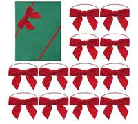 12 Pcs Christmas Bows Stretch Loops with Pre Tied Velvet Mini Bows for Gift Wrapping, Elastic Gift Bows for Small Christmas Boxes, Party Favors & Xmas Tree Decor (12)