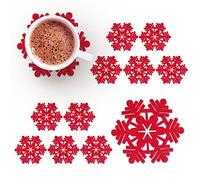 12 Pcs Christmas Coasters,Christmas Red Snowflake Felt Drink Table Place Mat,christmas Coasters for Drinks,Christmas Table Mats,Xmas Snowflake Dining Table Decoration (Style-B)