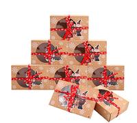 12 Pcs Christmas Cookie Boxes Cupcake Boxes with Clear Window Paper Xmas DIY Gift Cake Boxes Treats Boxes for Holiday Xmas Party Favor Supplies (7.08 * 4.72 * 1.96inch)