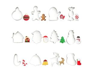 12 Pcs Christmas Cookie Cutters,Christmas Cutters Mini Cookie Cutters,Christmas Holiday Cookie Molds Biscuit Cutters,Gingerbread Tree Snowflake Candy Cane Santa Claus Snowman Reindeer Gloves and More