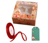 12 Pcs Christmas Cupcake Boxes 4 Hole - Multifunction Inserts Deep Cake Boxes with Clear Window for Muffins,Treats,Pastries,Suitable for Home Baking,Party,Wedding,Christmas,Cake Shop-Mixed