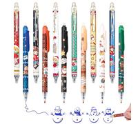 12 Pcs Christmas Erasable Gel Ink Pens Eraser Pens with Rubbers on the End Christmas Retractable Eraser Pen with Rubber for Kids Adults Office Xmas Stationary Supplies Sets Stocking Fillers