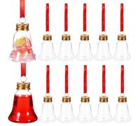 12 Pcs Christmas Fillable Bell Shape Plastic Hanging Ornaments