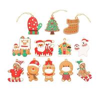 12 pcs Christmas Gingerbread Ornaments Set with Strings Figurine Hanging Ornaments for Xmas Tree Festive Party Decoration