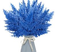 12 Pcs Christmas Glitter Leaves, 31cm Artificial Leaf Stem Branches Christmas Tree Picks Sprays Shiny Christmas Tree Decorations for Xmas Tree Decor DIY Vase Fillers Flower Arrangement (Royal Blue)