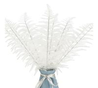 12 Pcs Christmas Glitter Leaves, 43cm Tree Ornaments, Tropical Leaf Decor, Artificial Picks, Fern for Tree Decorations (White)