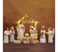 12 Pcs Christmas Nativity Scene Set, Resin Christmas Manger Set, Jesus Nativity Holy Family Statue, Holy Family Figurine Ornament for Seasonal Display, for Home Bedroom Fireplace, Bookshelf And Others