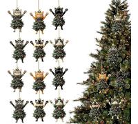12 Pcs Christmas Ornaments 2025, Black Cat Christmas Decorations, Cute Screaming Cat Tree Hanging Ornaments, Acrylic 2 Side Printed Christma Decor, Personalized Christma Stockings for Cats Lovers