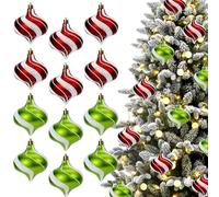 12 Pcs Christmas Peppermint Candy Hanging Ornaments,3.1 x 2.6 inch Balls for Christmas Tree Wreath Crafts Wedding Holiday Party Home Decorations (Red White Green)