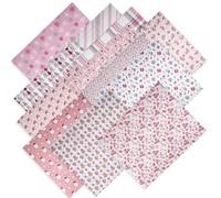 12 Pcs Christmas Pink Cotton Fabric Bundles, 18x22 Inch (45x55cm) Xmas Tree Santa Snowman Sewing Fabrics for Quilting, Festive Crafts & DIY Holiday Projects