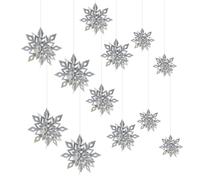 12 Pcs Christmas Snowflake Hanging Swirls Decoration Christmas Ceiling Decorations,Silver 3D Snowflake Ceiling Swirls Hanging Ornaments for ChristmasTree Xmas New Year Party CeilingWall Decor