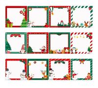 12 Pcs Christmas Sticky Notes Red Green Christmas Design Self-Adhesive Note Pads Winter Holiday Xmas Decorative Sticky Memo Notes for School Office Home Supplies Students Teachers Gift