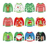 12 Pcs Christmas Sweater Diamond Art Painting Tags Hanging Ornaments DIY Kits 5D Mini Gem Art Christmas Tree Hanging Pendant Special Shaped Diamond Paint by Number Home Christmas Hanging Decorations