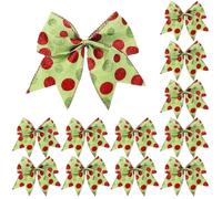 12 Pcs Christmas Tree Bow, Highly Attractive and Practical Red Green Spotted Bow Christmas Decorations, Christmas Tree Decorations Bow Is Suitable for Diy Crafts/Christmas/Parties/Girls' Hair Accessor