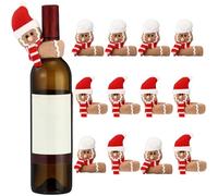 12 Pcs Christmas Wine Bottle Covers, Snowman Santa Reindeer Decor for Xmas Party Home Bar