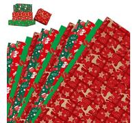12 Pcs Christmas Wrapping Paper, 50x74cm Cute Kraft Wrapping Paper, Retro Gift Wrapping Paper for Christmas, Festive, Party Decoration, Gifts