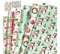 12 pcs Christmas Wrapping Paper, Watercolor Birthday Wrapping Paper, Decorative Gift Wrap, Large 27x20 Inch Decorative Papers for Holiday Gifts and Crafts
