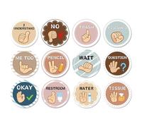 12 Pcs Classroom Sign Language Posters,Sign Language Flash Cards Cutouts,Classroom Management Tools for School Learning Bulletin Board Decor (Boho)